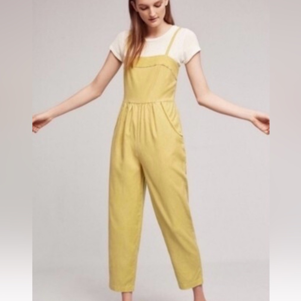 Anthropologie Yellow Sleeveless Wide-Leg Jumpsuit